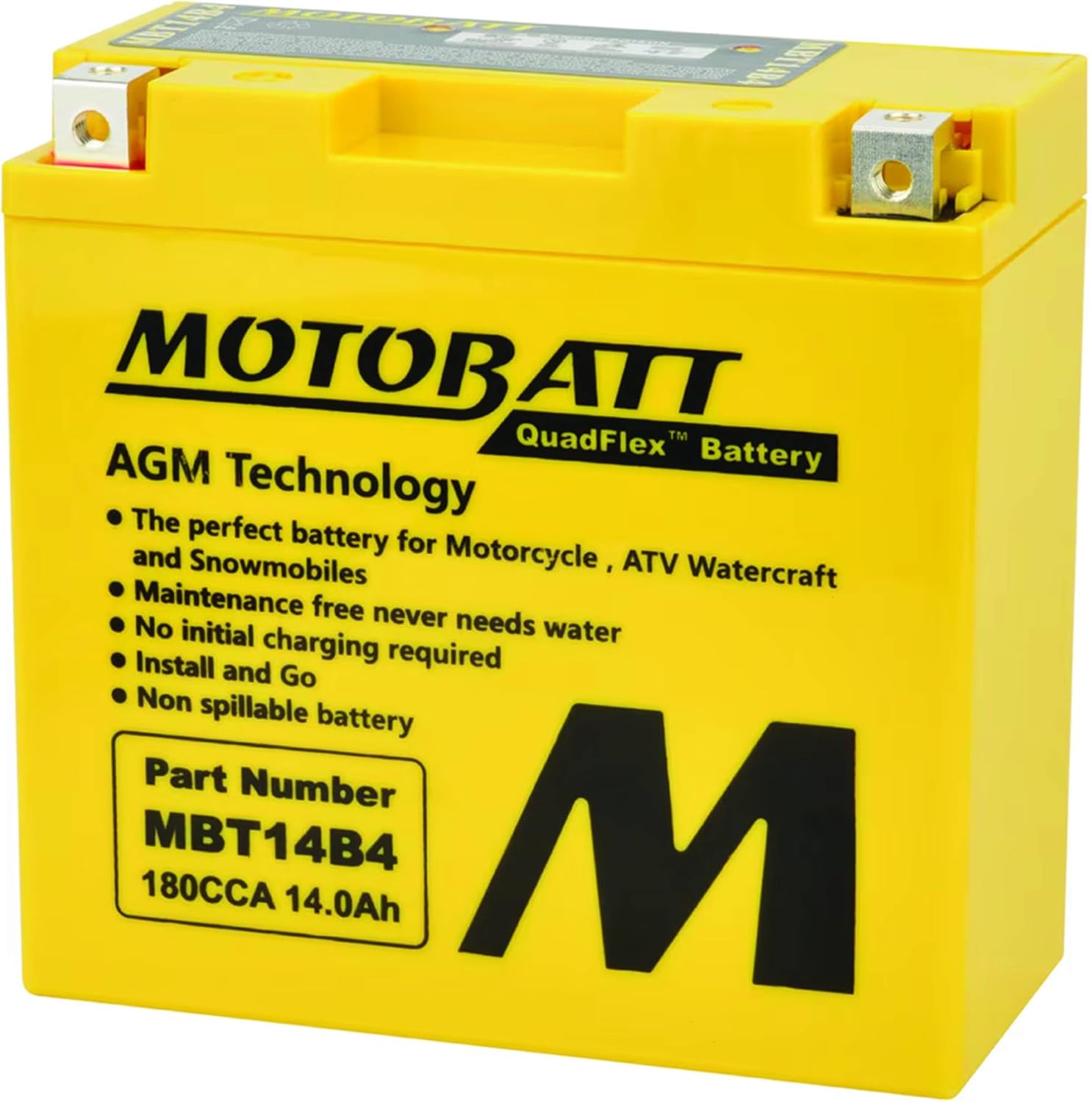 MotoBatt 12 Volt 13 Ah MBT14B4 Sealed Maintenance Free AGM Battery