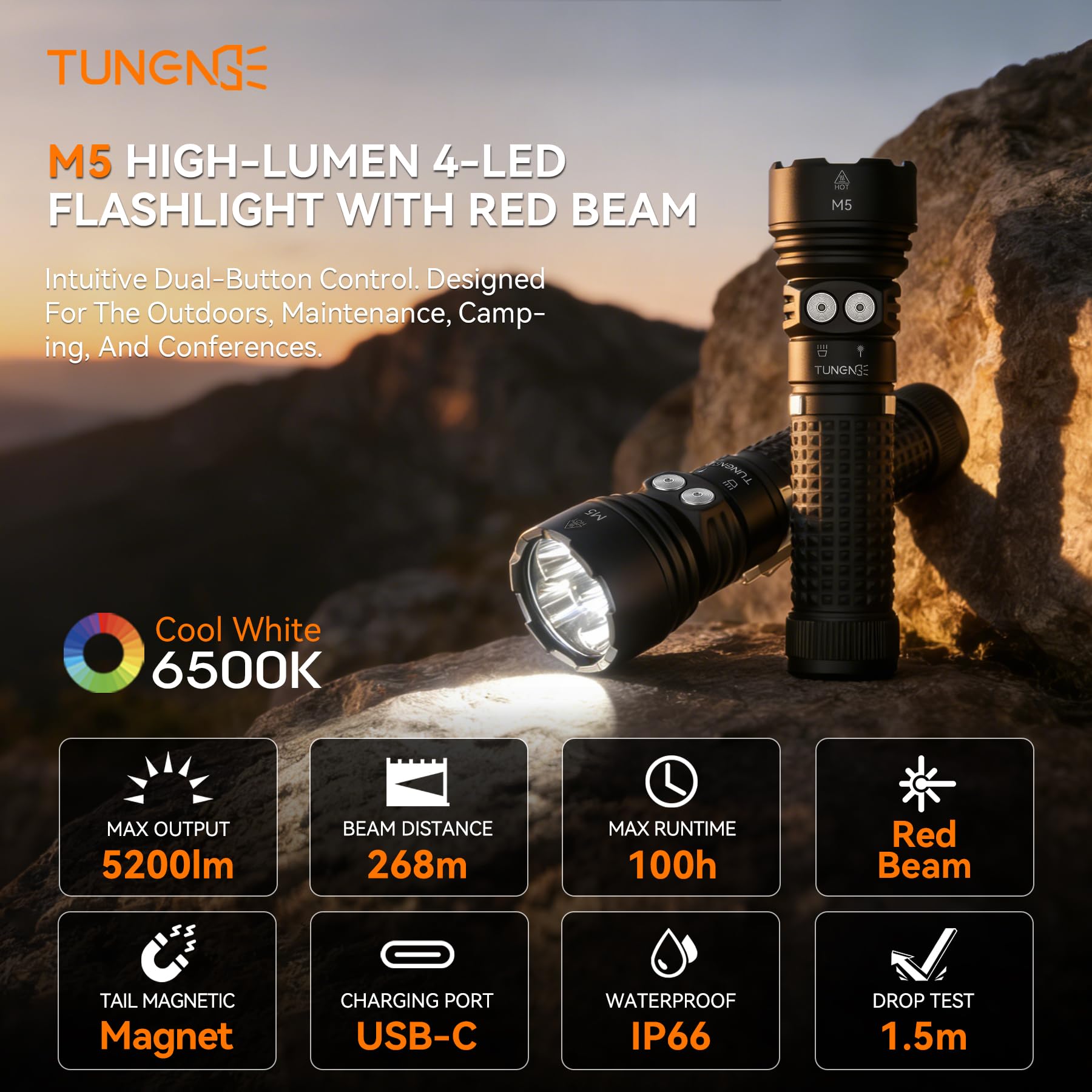 Lampe torche rechargeable M5 EDC