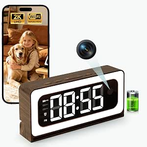 Volmees 2K Indoor Security Camera Clock with Full-Color Night Vision