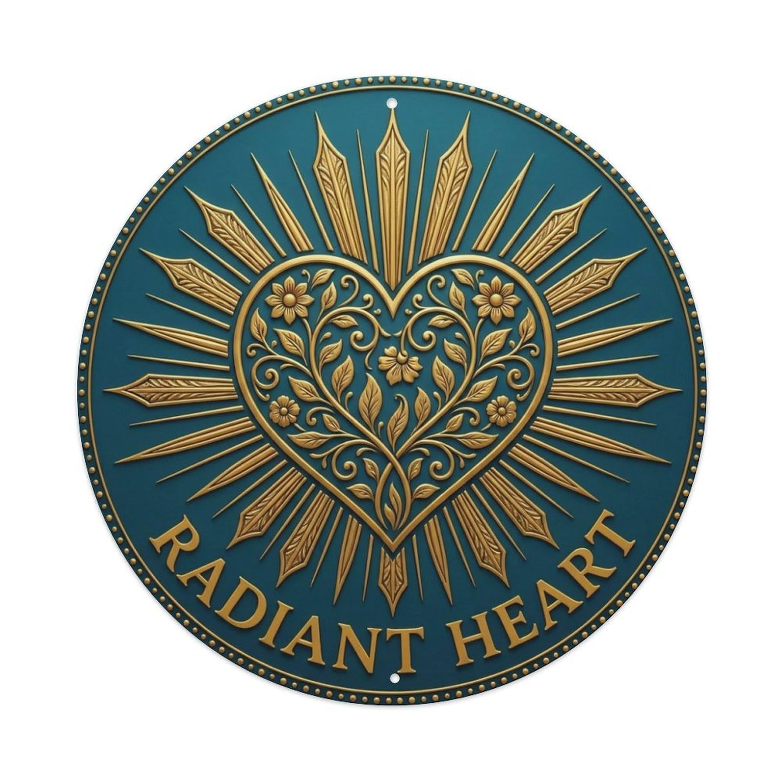Vintage Radiant Heart Flower Zen Yoga Metal Tin Sign