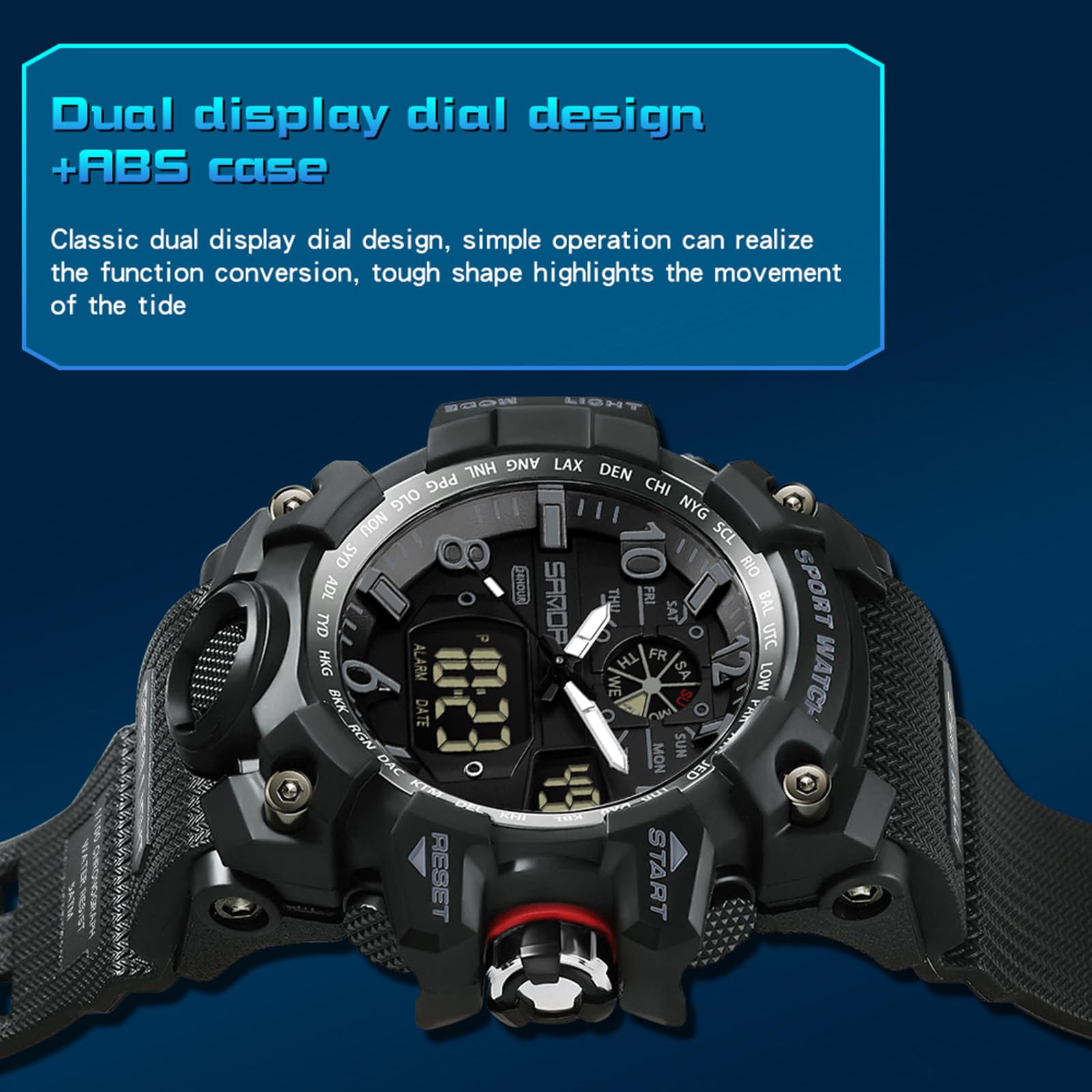 Orologio digitale da polso da uomo, sportivo, digitale, 5 ATM, impermeabile, militare, da uomo, con sveglia, data, cronometro per uomini, orologio tattico, cinturino in plastica