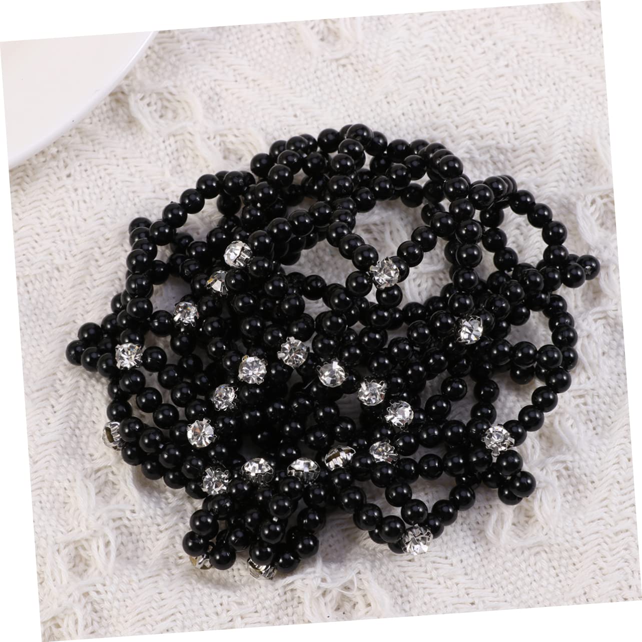 LIFKOME Handmade Pearl Hair Snood Net Elastic Crochet Bun Cover for Dance Performance for Ballet and Gymnastics Stylish Hair Accessory Black