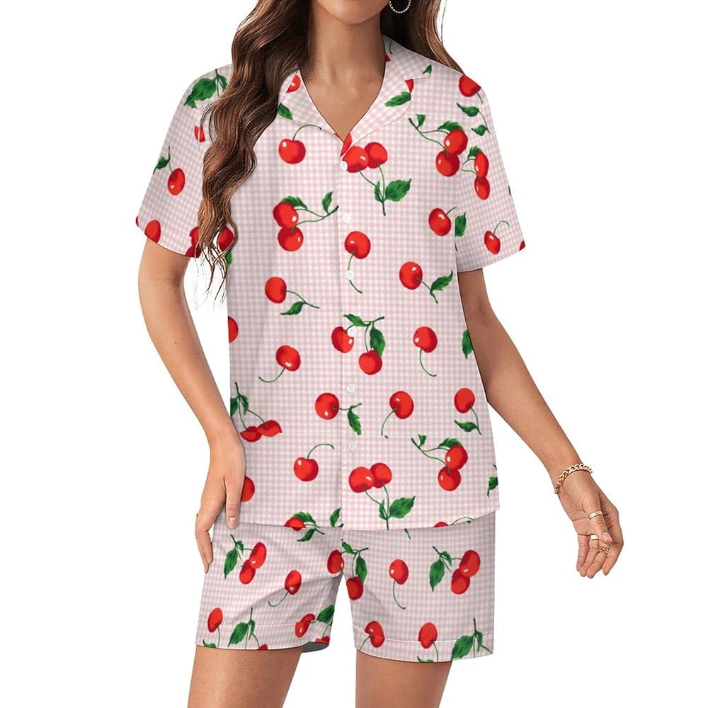 【新品未使用】Embroidery Pajamas Shirts Amazon.com: tuduoms Summer Pajamas for Women Shorts Set