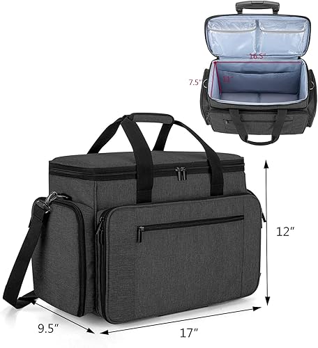 Miniatura 20 de Luxja - Bolsa para máquina de coser portátil, compatible con la mayoría de las máquinas Singer Morado,Negro,Azul,Puntos grises,Puntos
