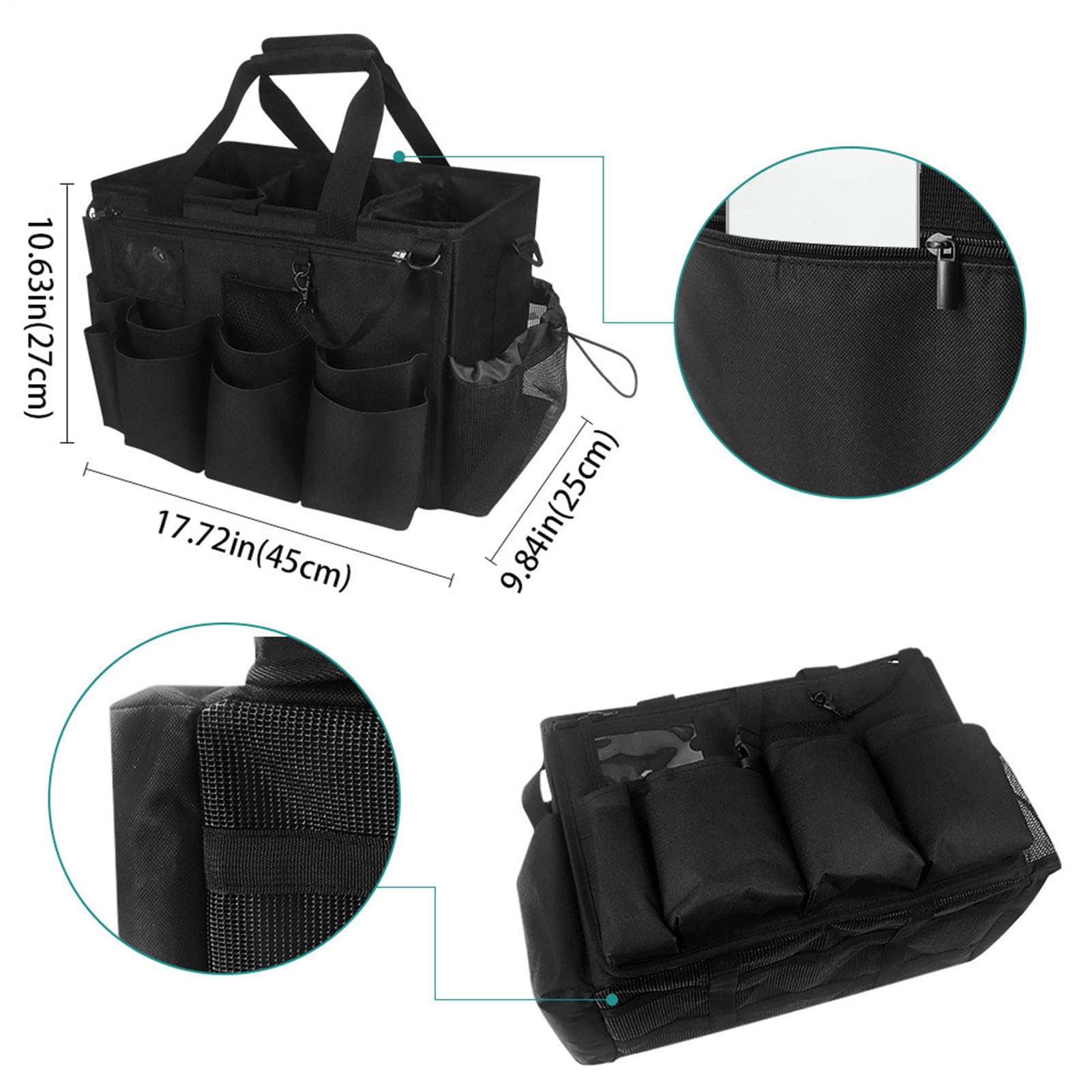 Bolsa de Limpieza Portaherramientas Impermeable Transpirable Malla Asas | Organizador de limpieza Sprays, Limpiadores, Cepillos, Trapos para Baño, Cocina, Lavado Auto,