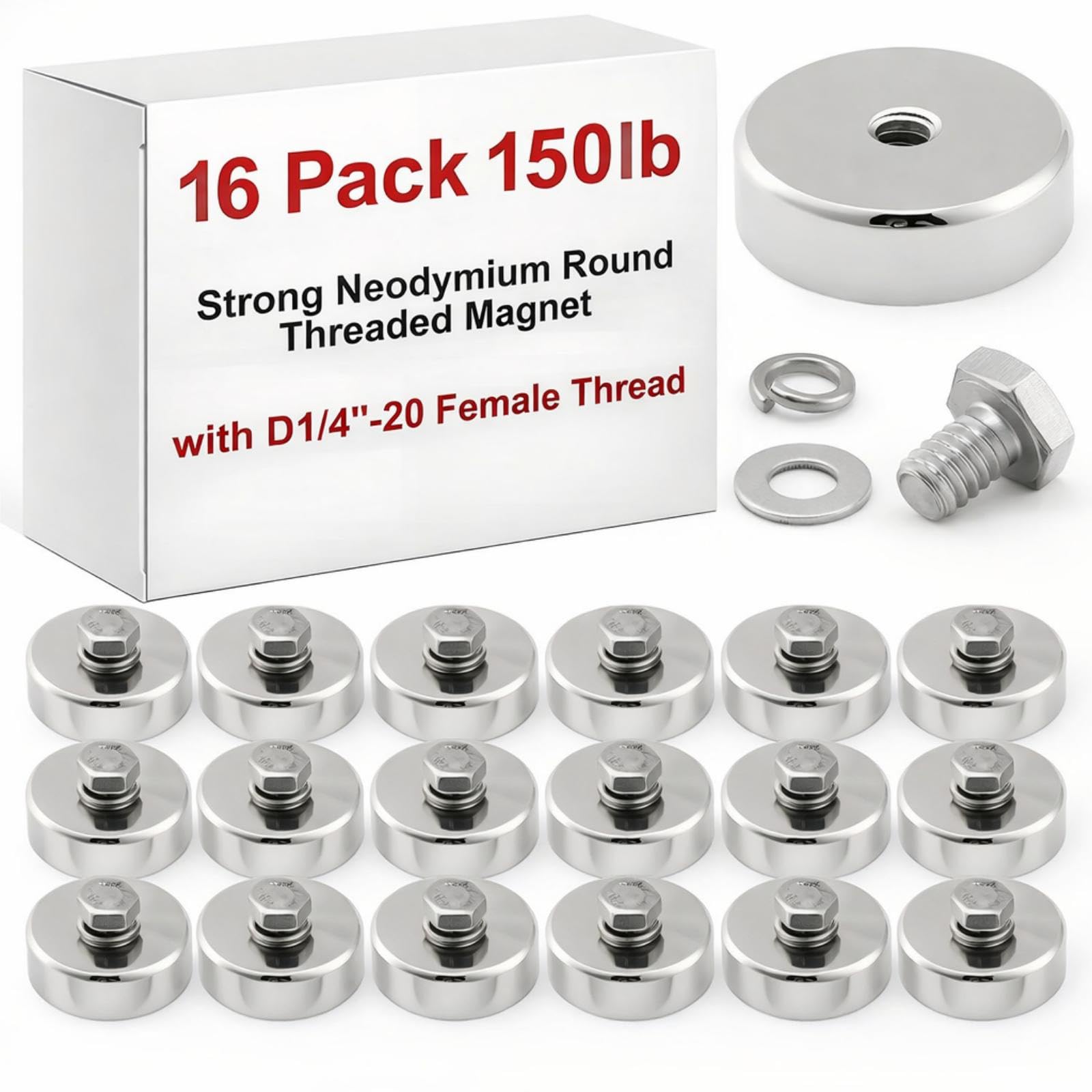 MorningRo 8 Pack Strong Round Threaded Magnet, 1.89 Inch, Primary Color — Amazon image 8