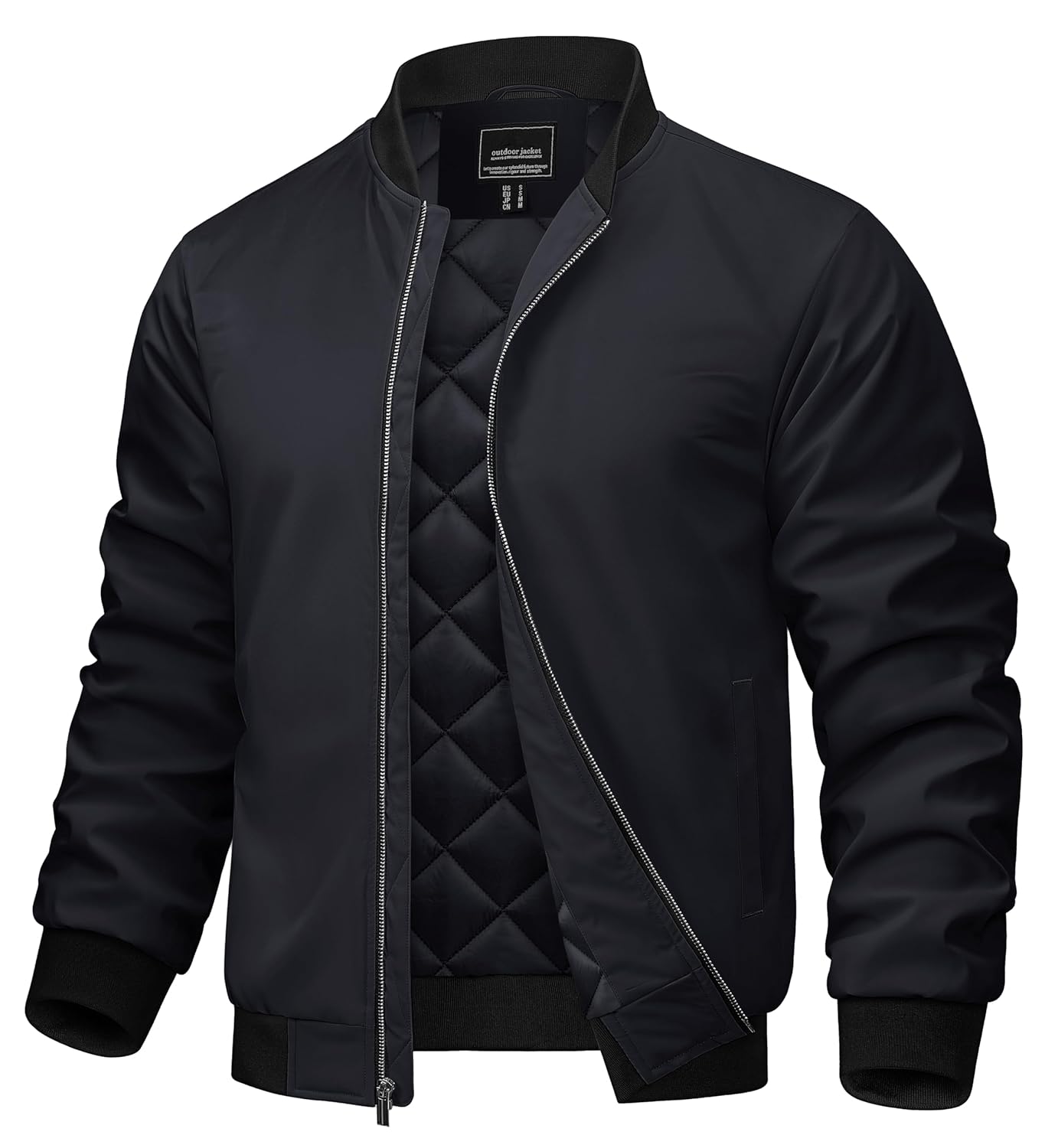 TACVASEN Mens Bomber Jackets Full Zipper Spring Fall Jacket Windproof Water Resistant Winter Warm Padded Coats