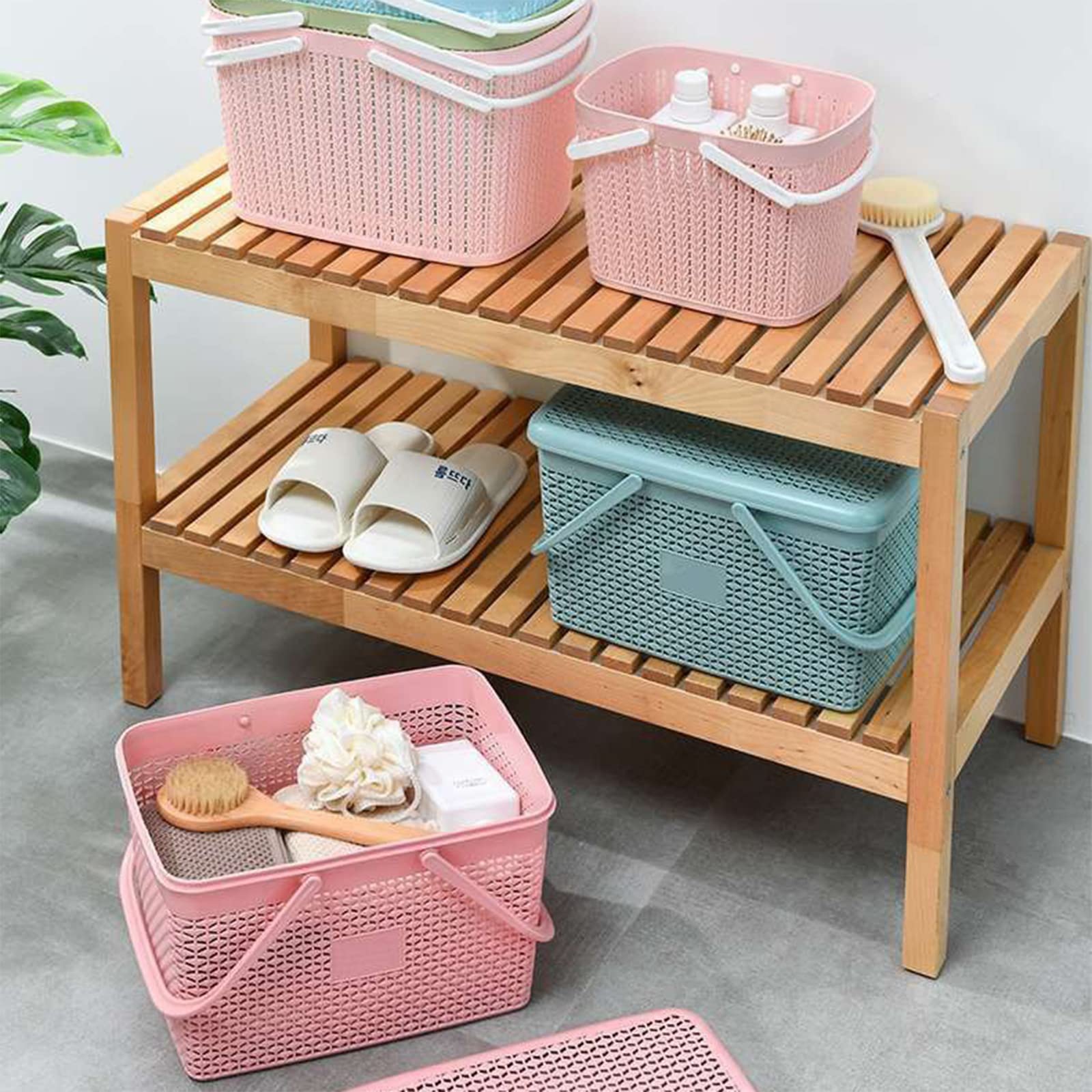 Amazon.co.jp: バスケット 買い物かご 蓋付き収納バスケット 運ぶ