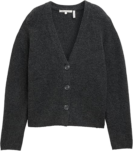 TOM TAILOR 1048350 Cardigan en Tricot, 10522-Shale Grey Melange, XXL Femme