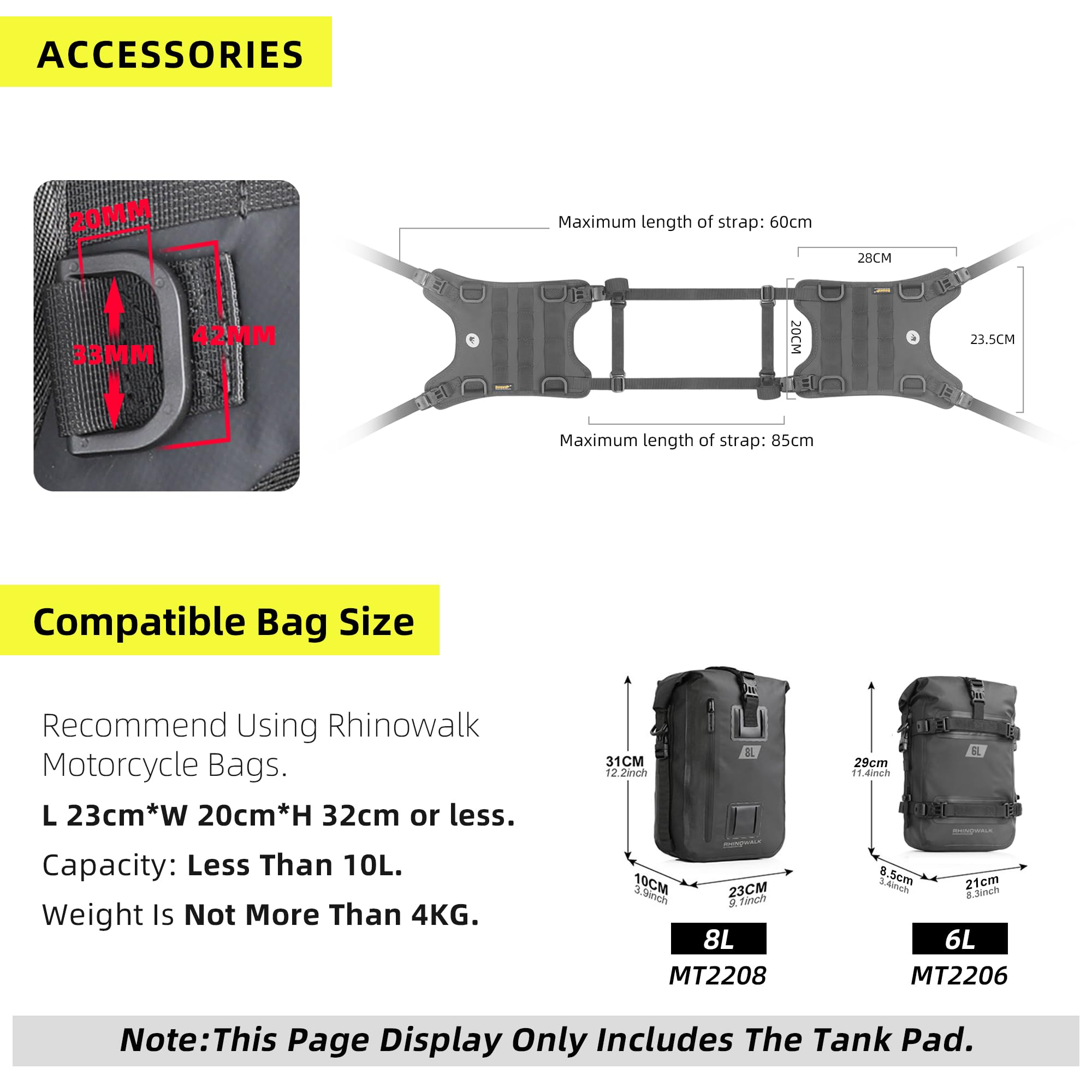 Rhinowalk Motorrad-Tank-Seitentasche Universal Satteltaschen Montagebasis
