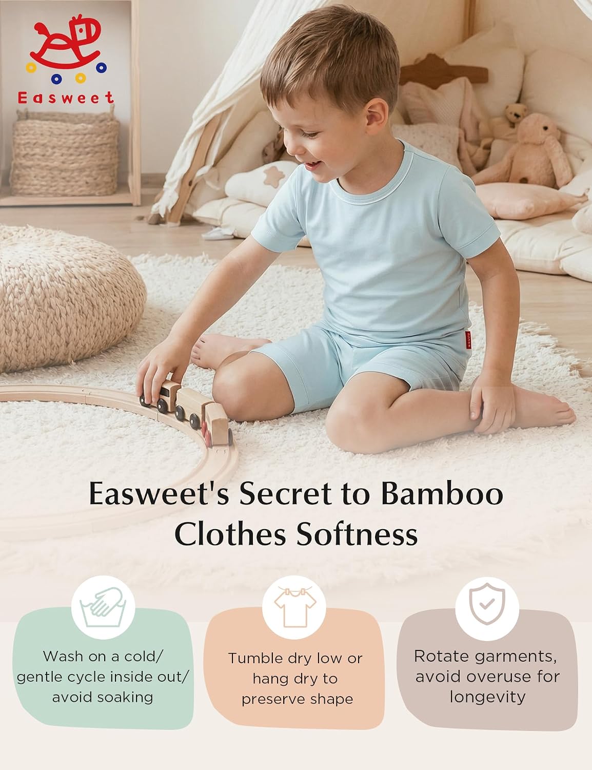 Bamboo Viscose Pajamas for Toddler Boys and Girls Short Sleeve Summer Cool 2 Piece Kids Pjs Set
