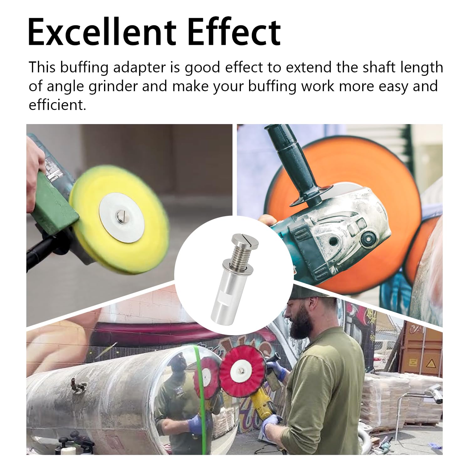SCOTTCHEN Airway Buffing Wheel Extension Shaft 2-1/4" L Angle Grinder Buff Extender Kit 5/8"-11 Threads Arbor Extended Adapter Steel+Stainess Steel+Aluminum - 2sets