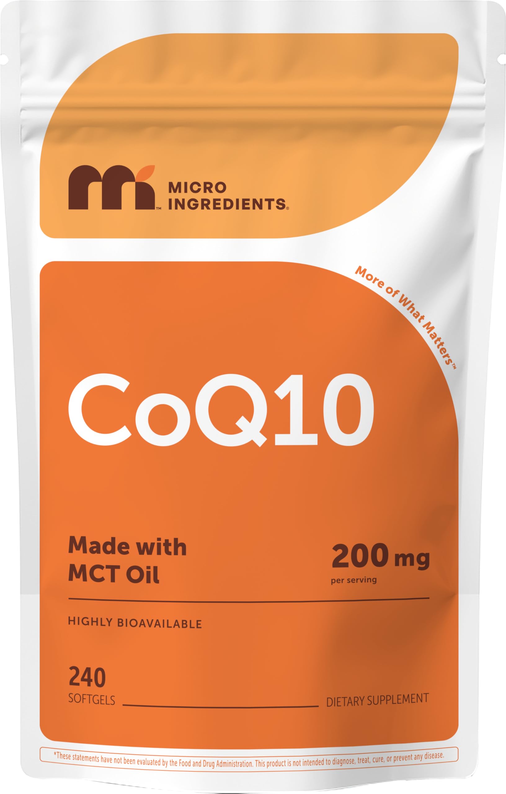 CoQ10 200mg Per Serving, 240 Softgels | Made with Coconut MCT Oil | Coenzyme Q10 (Ubiquinone) | Non-GMO