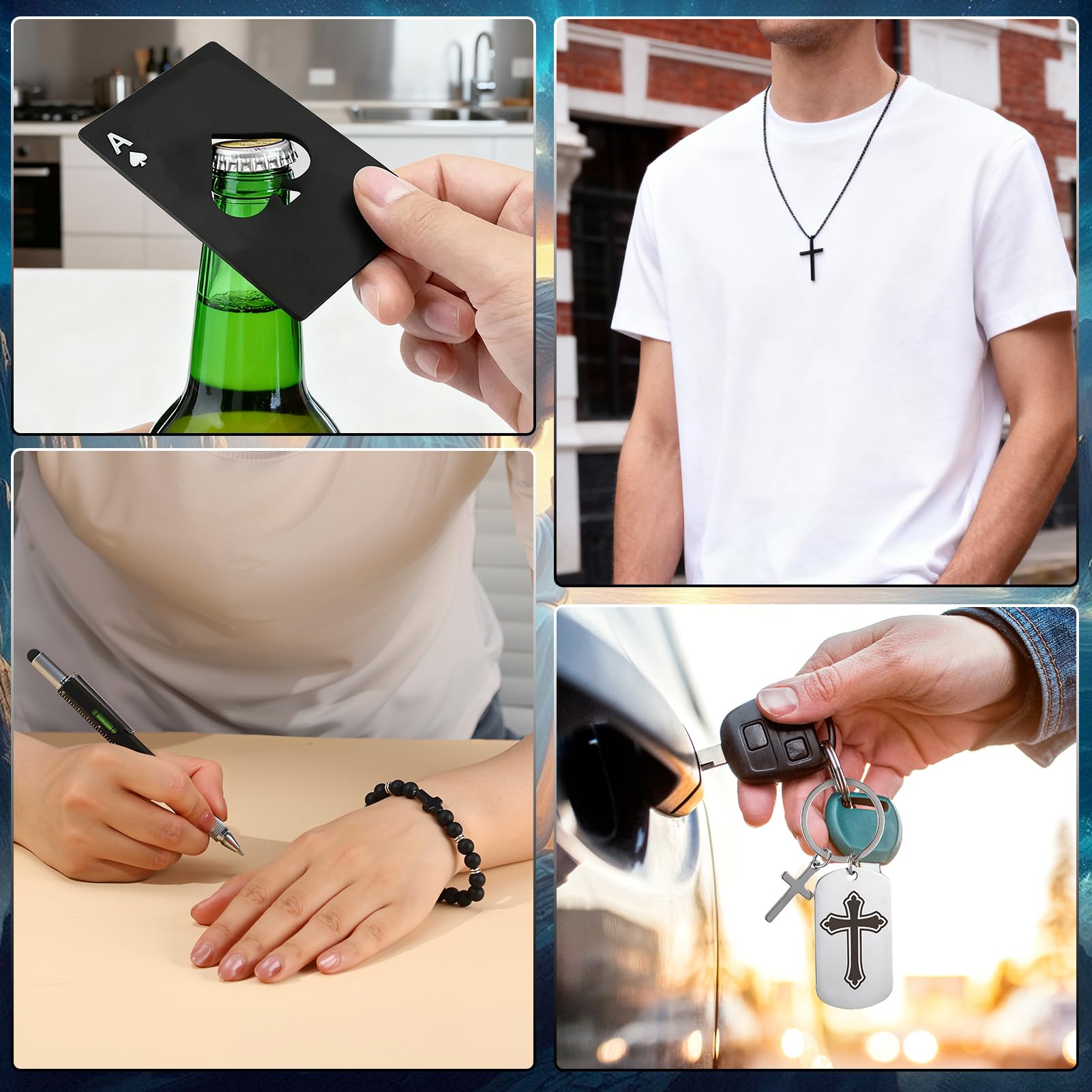 10 Pcs Christian Gifts for Men Inspirational Religious Gift Set for Dad Husband Grandpa Male Friends Coworker