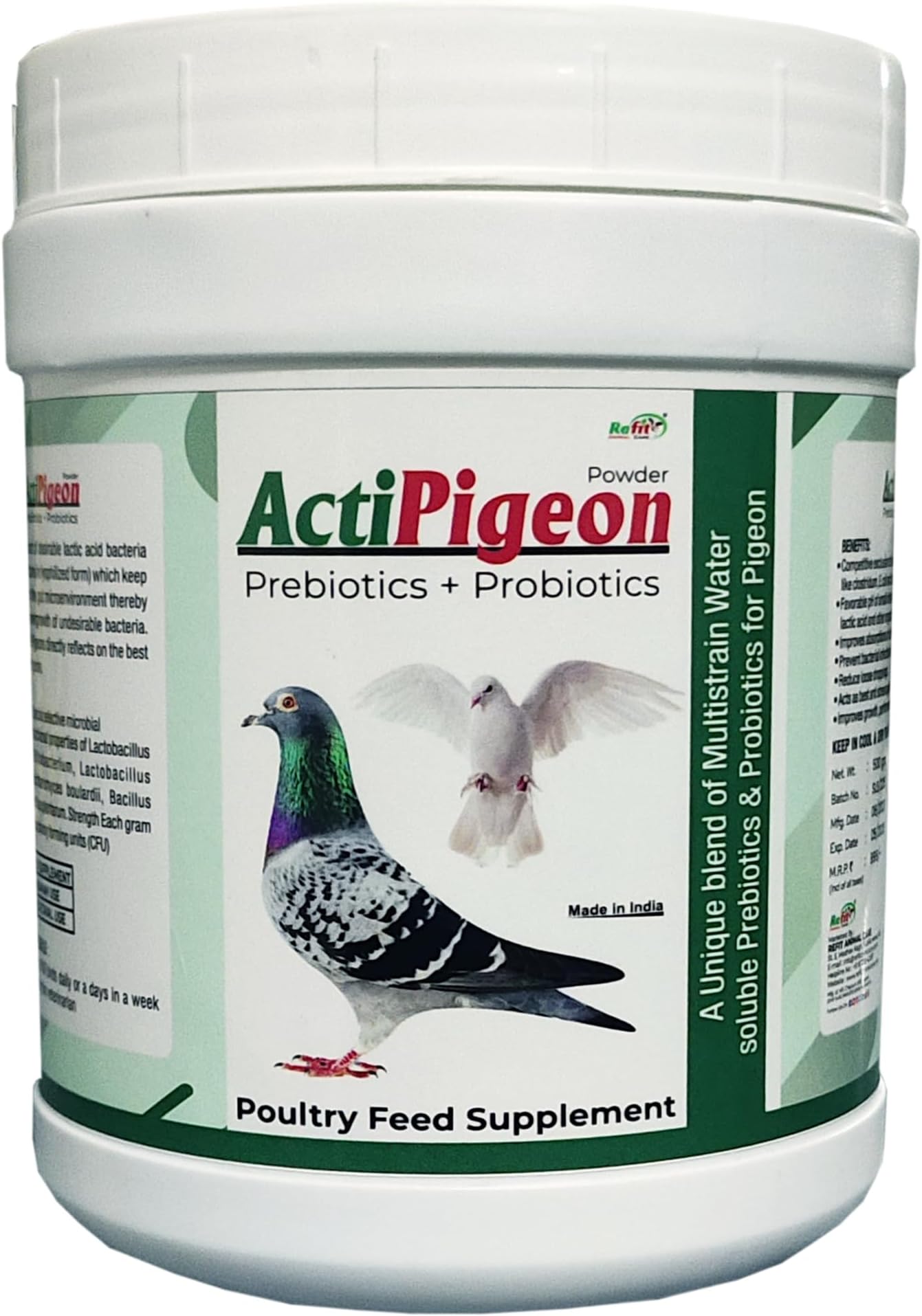 REFIT ANIMAL CARE Prebiotics and Probiotics for Pigeons, 500 gram, ActiPigeons