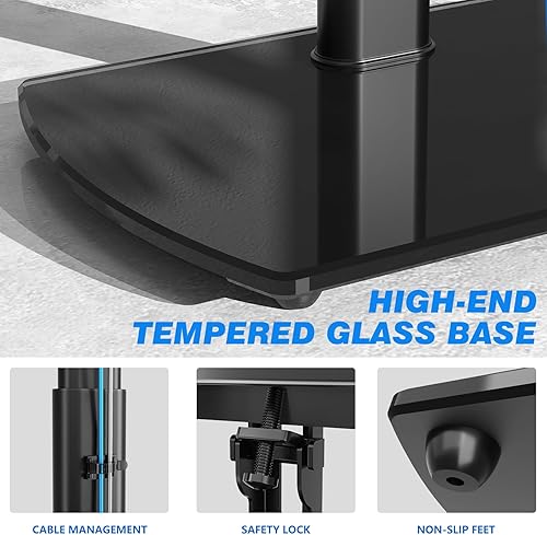 Miniatura 4 de Rfiver Soporte de suelo giratorio para TV Apple TVRoku Ultra, universal para pantalla plana LCD LED de 32 a 65 pulgadas, soporte de TV de altura