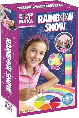 Science to The Max Rainbow Snow: crea 2 galones de nieve colorida y reutilizable, 7 experimentos científicos incluidos, kit de actividad de tallo