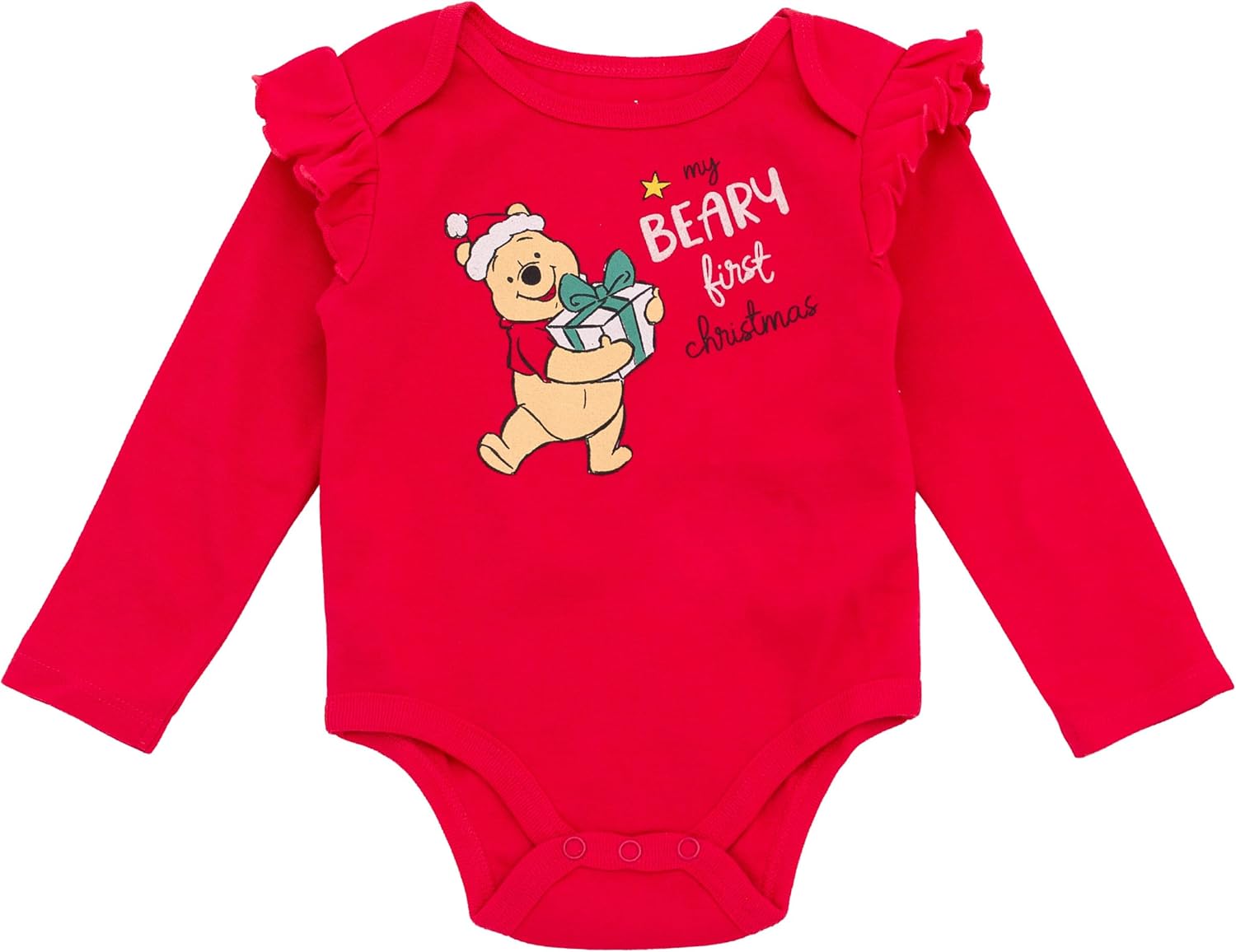 Disney Christmas Baby Girls Bodysuit, Pants and Headband 3 Piece Outfit Set Newborn to Infant Sizes (Newborn - 24 Months)
