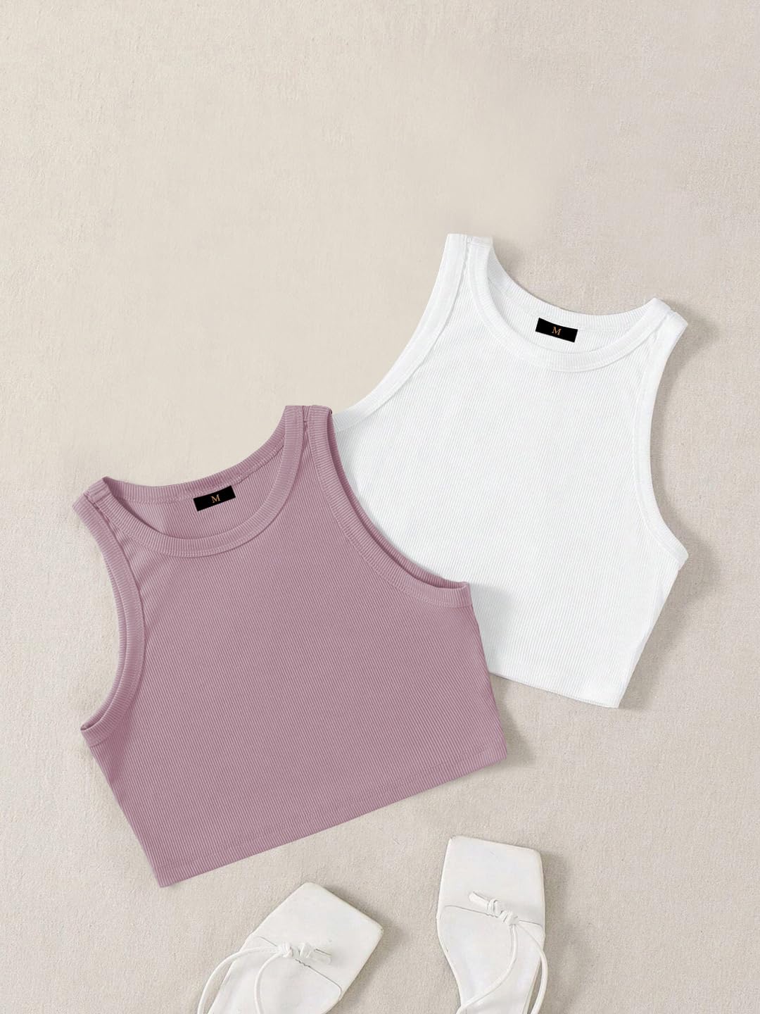 Toochki Confezione da 2 magliette corte, da donna, in cotone, stile casual