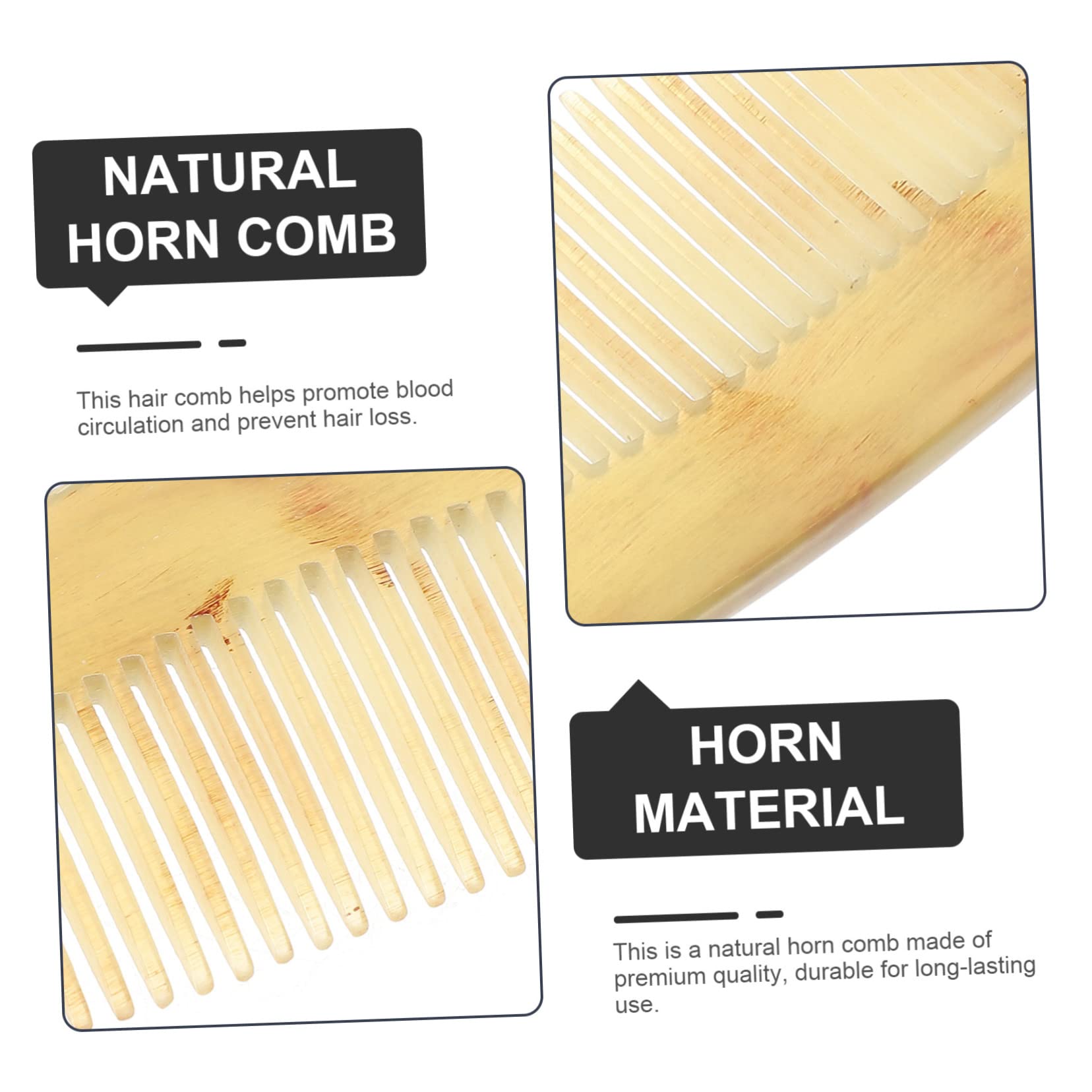 minkissy Peine de Cuerno Antiestático para Mujeres y Niñas Accesorio para Peinado y Cuidado del Cabello Rizado para Masajear el Cabelludo y Peinar la Barba