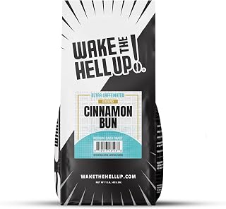 Wake The Hell Up! 1lb Ultra-Caffeinated Cinnamon Bun Ground Coffee, Low Acid, Medium-Dark Roast