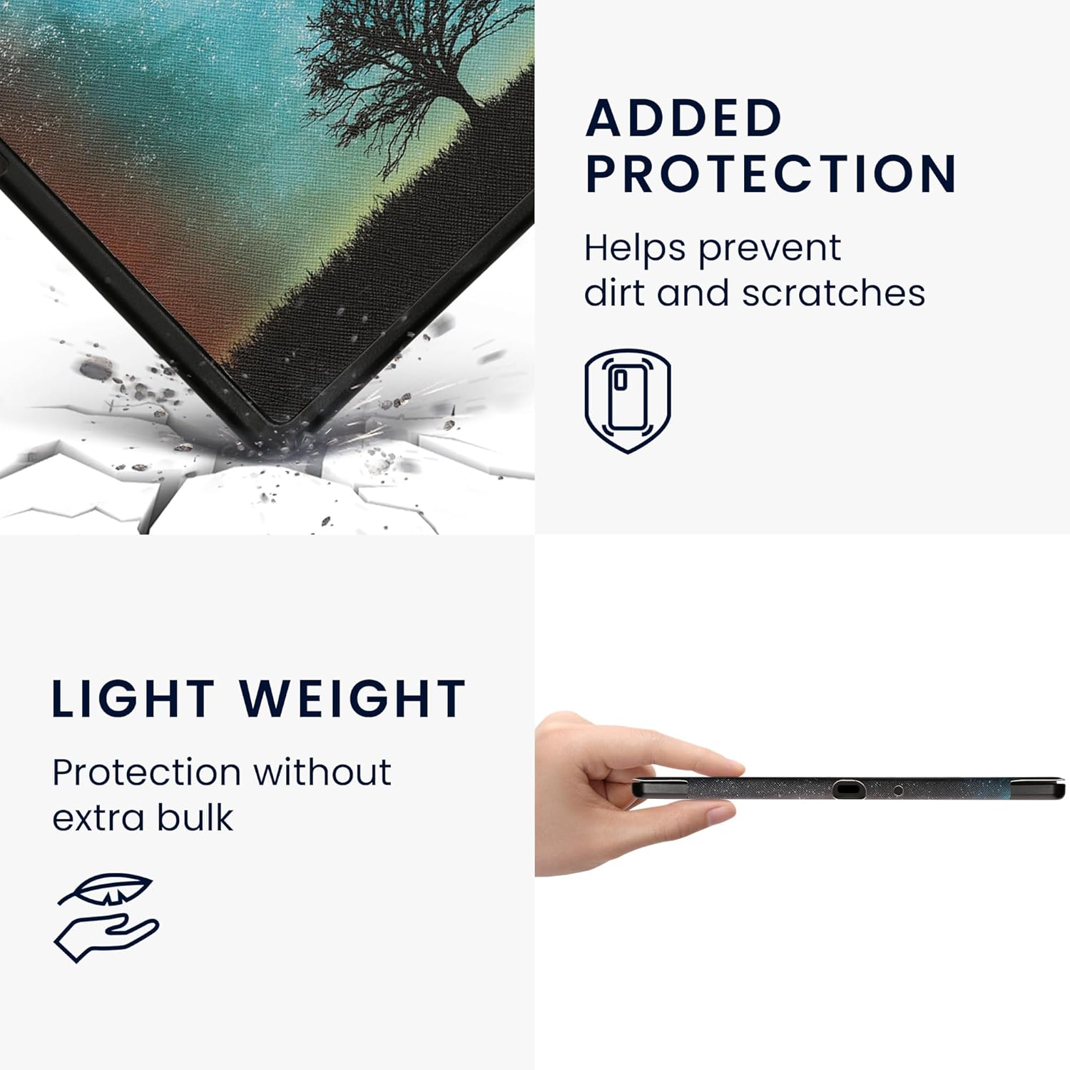 kwmobile Case Compatible with Amazon Kindle Scribe (2022/2024) Case - eReader Cover - Cosmic Nature Blue/Grey/Black