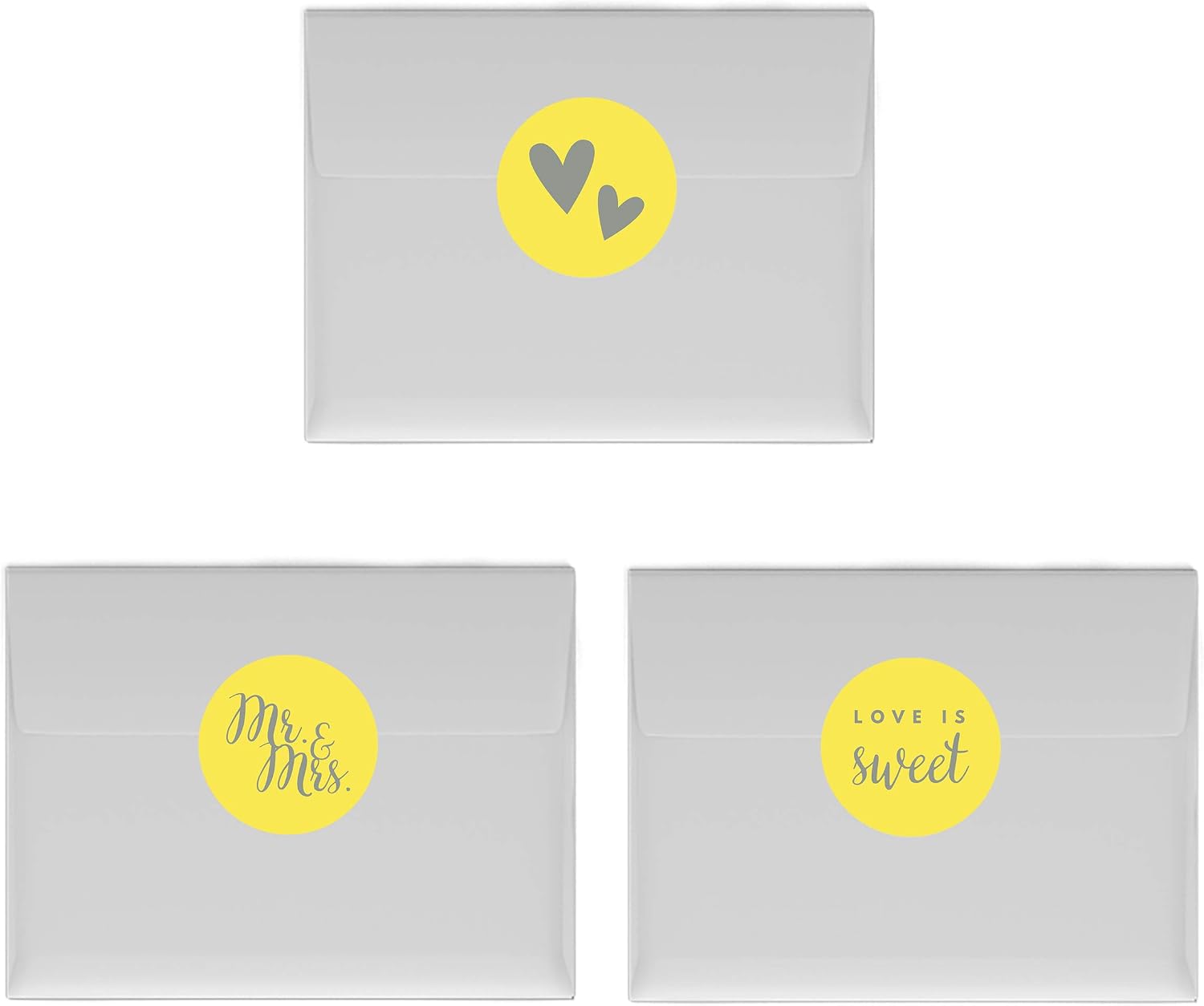 Andaz Press Chocolate Drop Labels Trio, Fits Kisses, Wedding Mr. & Mrs, Yellow, 216-Pack, for Bridal Shower, Engagement Party Favors, Gifts, Bags, Stationery, Envelopes, Decor, Decorations