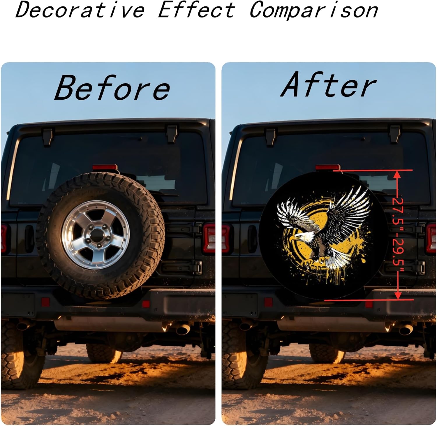 Spare Tire Cover - 15" American Flag Eagle Spare Tire Cover for RV Trailer Truck SUV Decoration（15" for Tire Diameter 27"-29.5" -TC-2