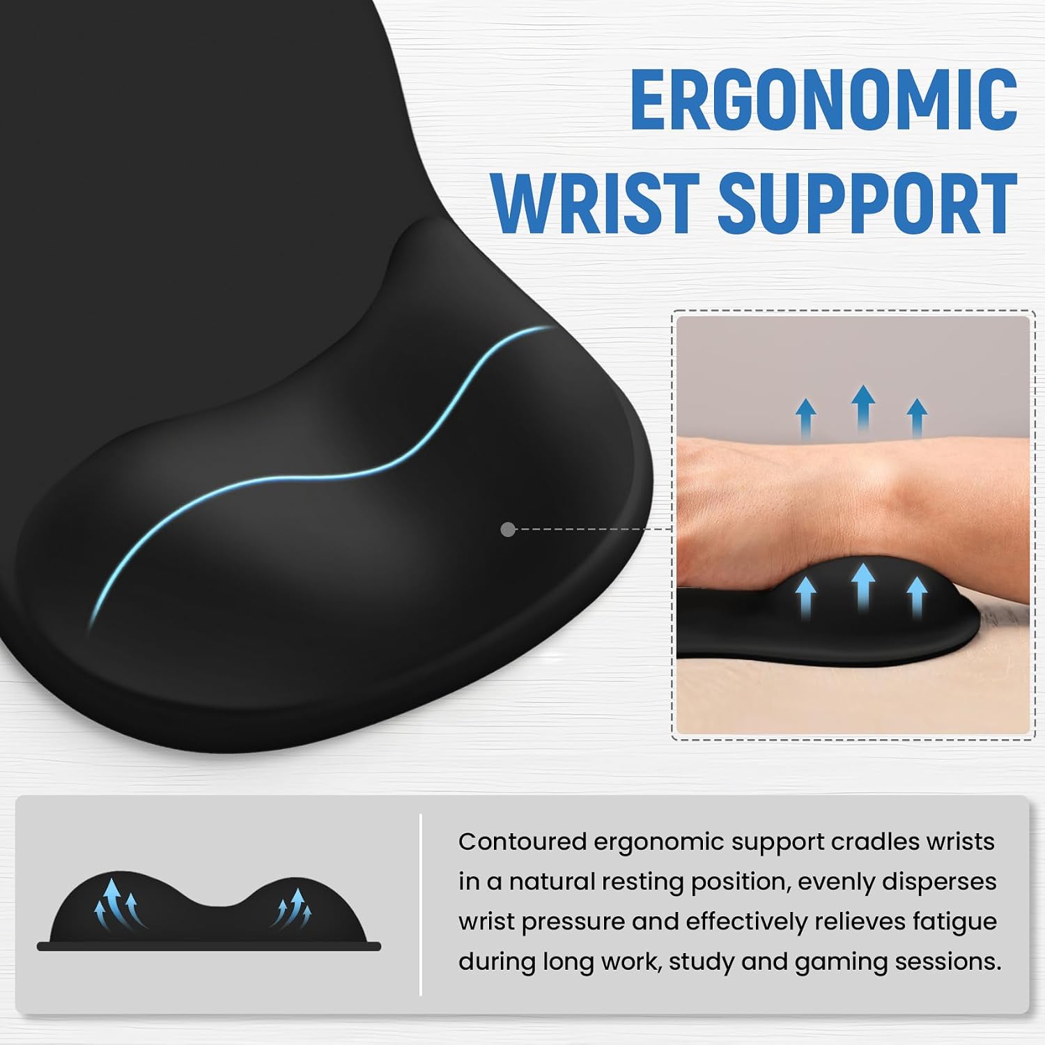 Ergonomic Mouse Pad with Wrist Rest, Gel Wrist Support, Black 3 71ozdST8pcL. AC SL1500