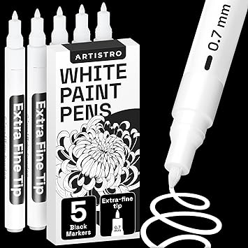 55% off: ARTISTRO 5 White Paint Pen for Rock, Glass, Ceramic, Wood, Tire, Fabric, Metal, Canvas, Marking, …