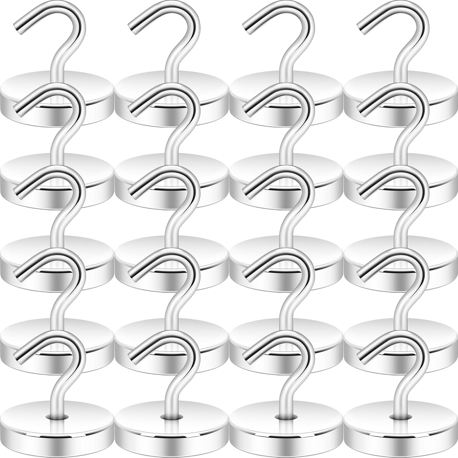Neosmuk Magnetic Hooks, Cruise Ship Essentials, 120lb+ Heavy Duty Magnetic Hooks for Cruise Cabins, Refrigerator, Grill, Hanging, and Travel | Extra Strong Must-Haves Magnet Hook,Silver,Pack of 20