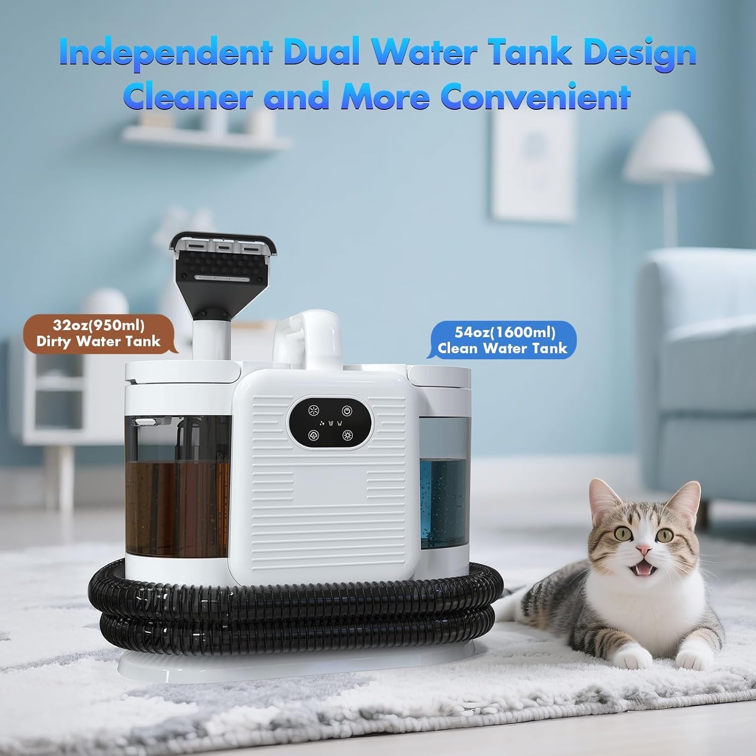 Steam Carpet Cleaner Machine 15Kpa Powerful Suction Steam & Hot Water Technology Stain deep cleaner Perfect for Pets, Carpet, Couch, Upholstery, Cars, Furniture