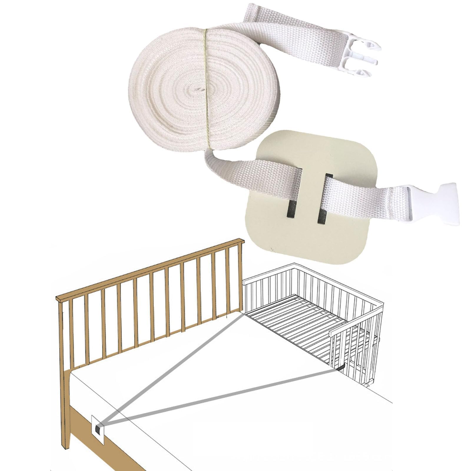 Beistellbett Befestigung,8 M Beistellbetten-Gurt,Gurt Für Boxspringbetten,Befestigung Beistellbett Boxspringbett Geeignet Für Feste Kleine Betten