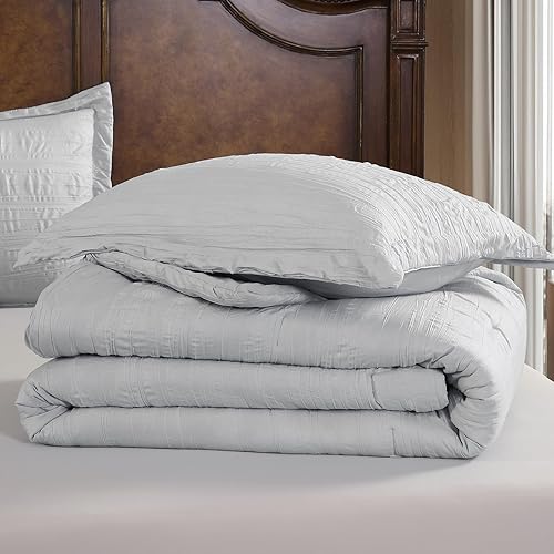 Miniatura 6 de Cleva Home - Juego de edredón en relieve, juego de edredón de 3 piezas para todas las estaciones, 1 edredón ligero y 2 fundas de almohada (tamaño
