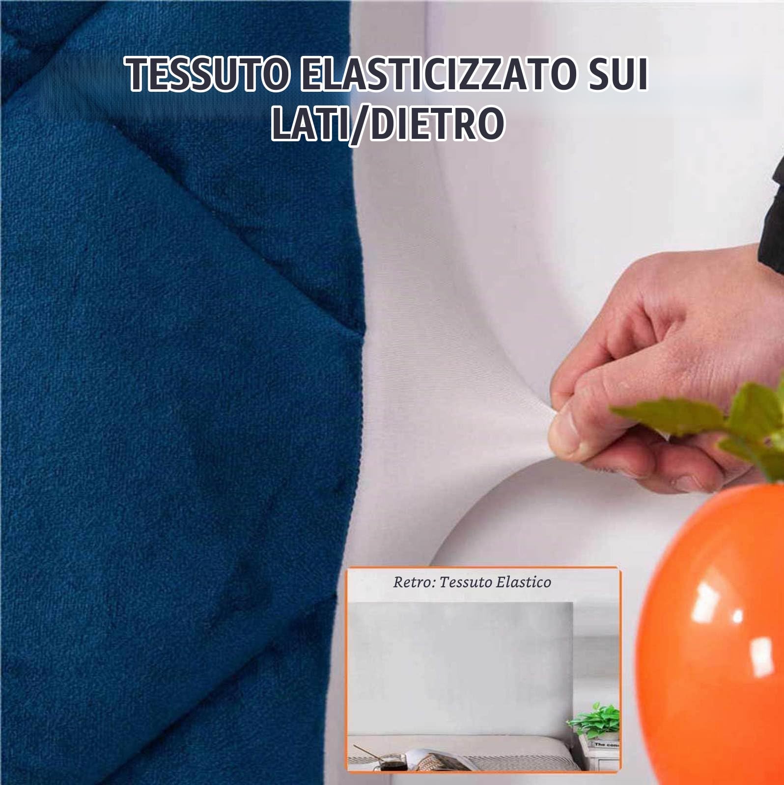 Copri/Copertura Testata Letto Velluto Matrimoniale Imbottito, Copritestata Letto Fodera Elastica Protezione, Coprire Antipolvere Coprire Antipolvere Cover Addensare AntiGraffio, Blu-180cm