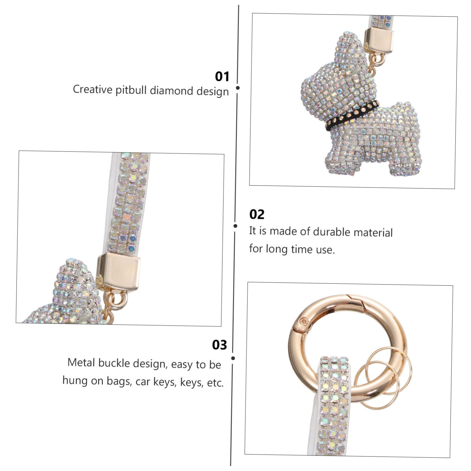 VALICLUD portachiavi bulldog francese portachiavi natalizio anello dello zaino portachiavi cane Buon ornamento chiave arredamento accessorio borsa portachiavi di diamanti plastica