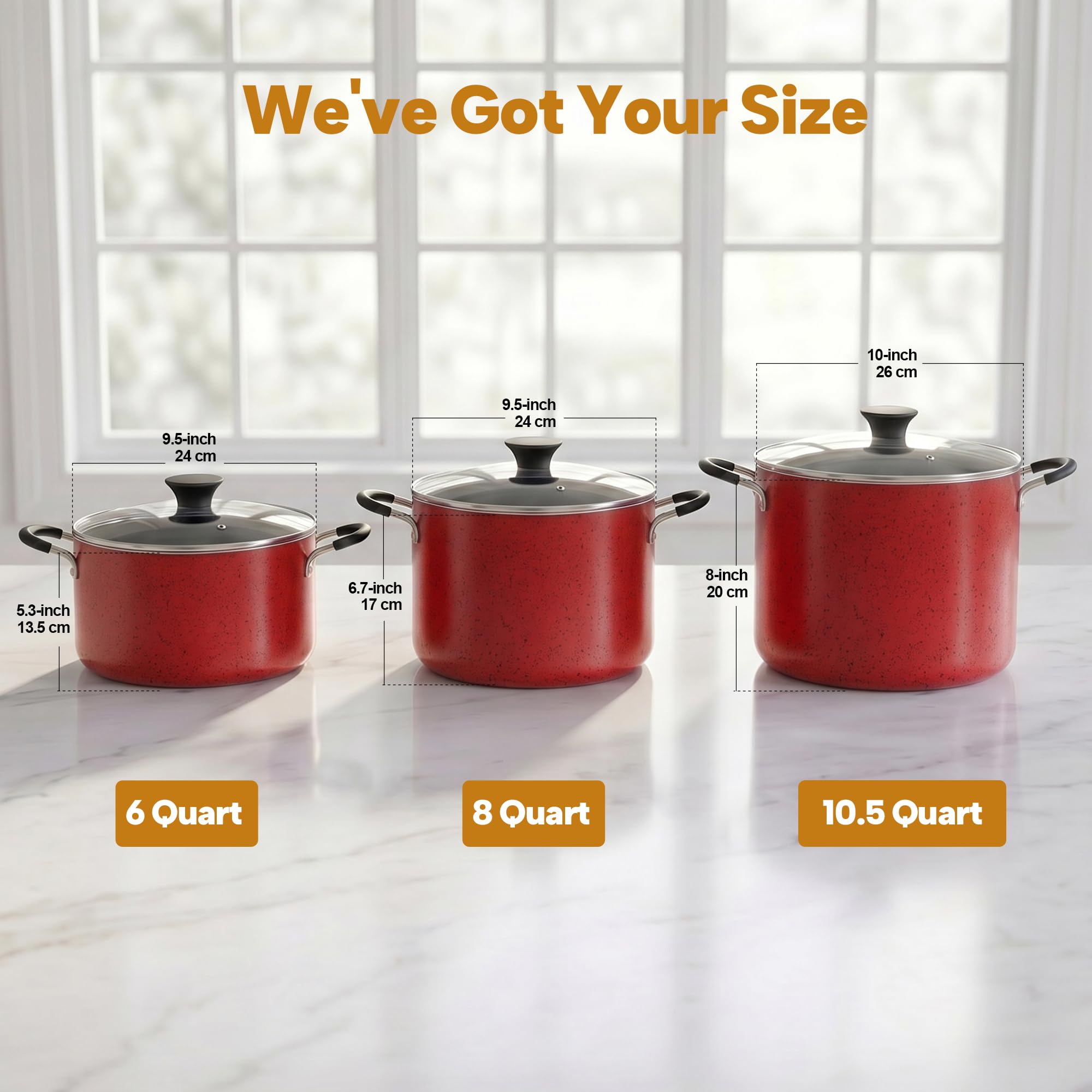 Cook N Home Marmite antiadhésive de 10,5 l avec couvercle, grandes casseroles pour la cuisine