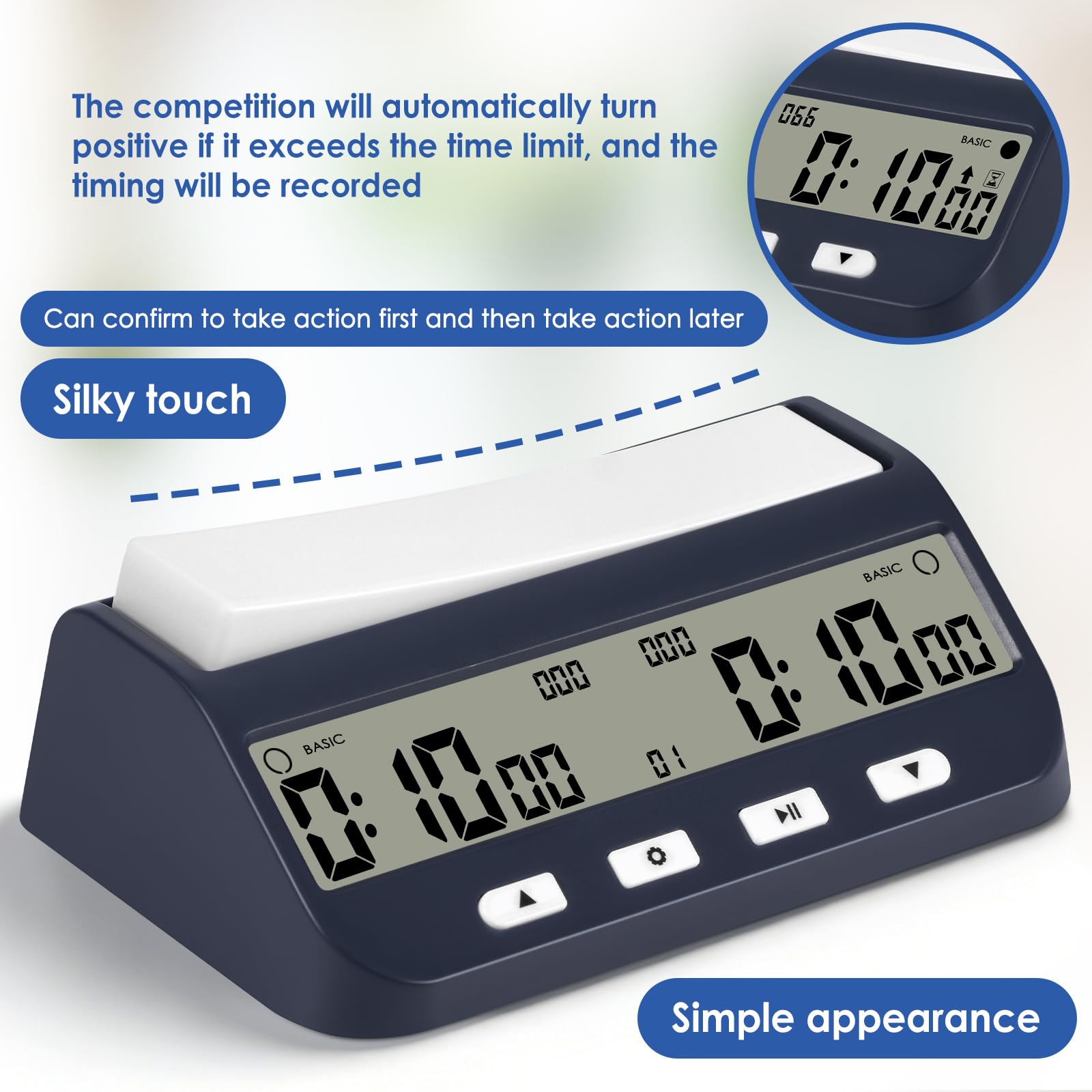 Schachuhr Professional, Digitale Multifunktionsanzeige Schachtimer, mit Bonus & Verzögerung Count Down aufwärts Alarm, Schachuhren Elektronische Brettspiel für Zuhause & Turniere