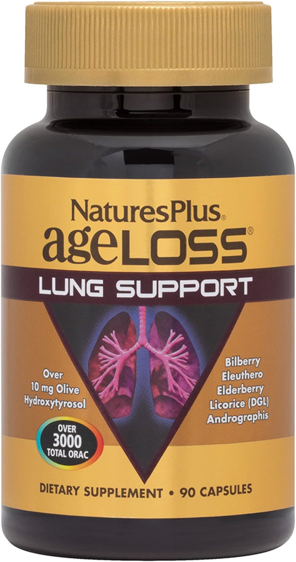 AgeLoss Lung Support - 90 Capsules - Vegetarian, Gluten Free - 30 Servings