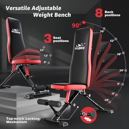 Miniatura 4 de FLYBIRD Workout Bench Adjustable Weight Bench Foldable Strength Training Bench for Home Gym - Newly Upgraded