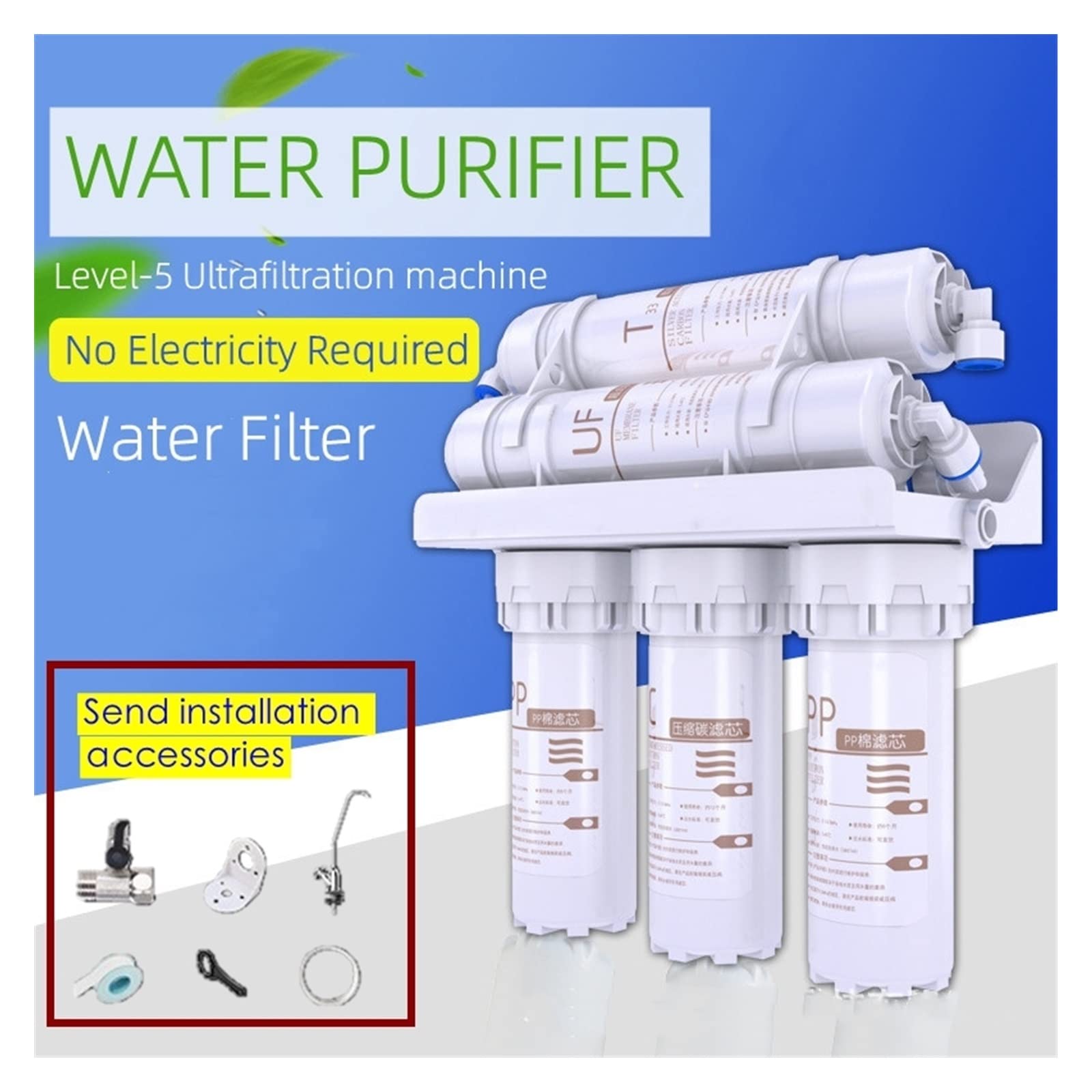 Filtro De Agua De óSmosis Inversa, Sistema de filtro de agua, sistema de filtro de agua potable de 5 etapas, purificación for cocina doméstica con Kit de cartucho de filtro, grifo Sistema De Filtro De