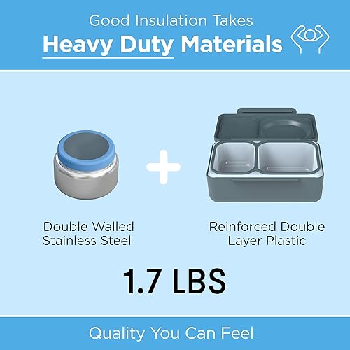Miniatura 6 de Omie OmieBox UP Bento Box para niños, lonchera aislada, tarro térmico de alimentos aislado al vacío a prueba de fugas, bolsa de hielo más fría, 2