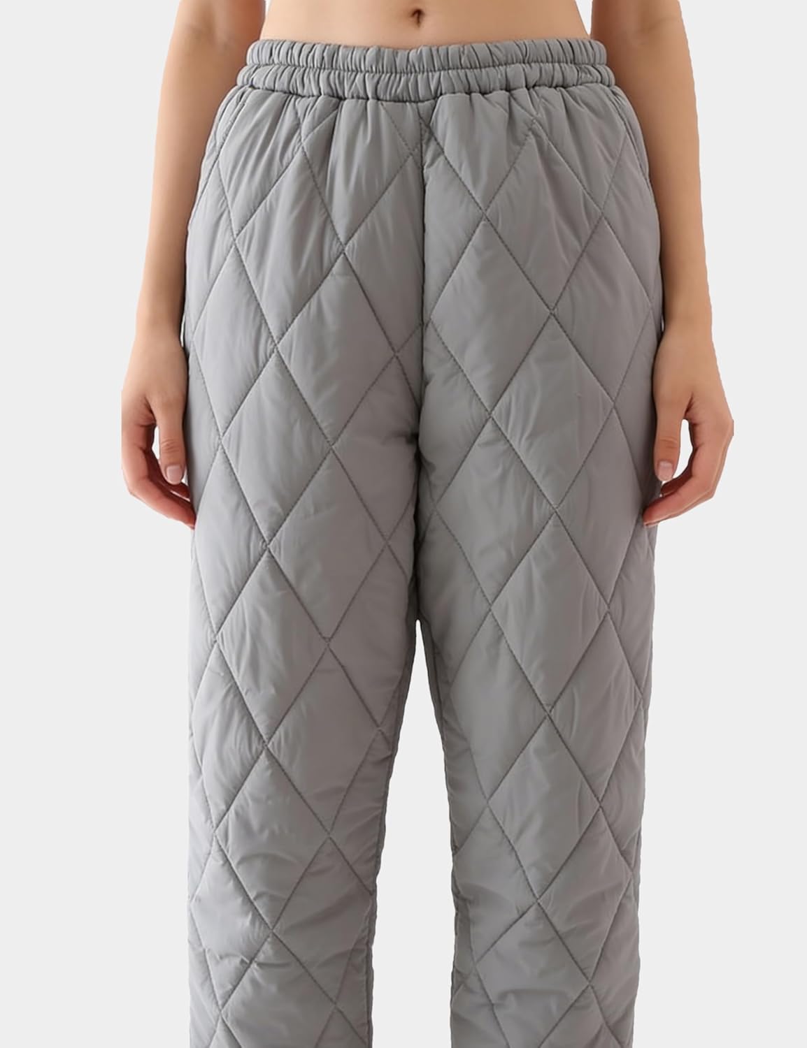 Women's Windproof Waterproof Snow Pants Elastic Waist Ultralight Winter Warm Down Padded Outdoor Trousers - Image 2