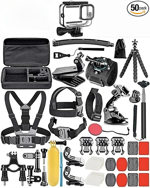 50 Accessories Kit for Gopro Hero 13 12 11 10 9 Black + Waterproof Housing Case Screen Protector Bundle for Gopro Gopro13 Gopro12 Gopro11 Gopro10 Hero13 Hero12 Hero11 Hero10 Camera