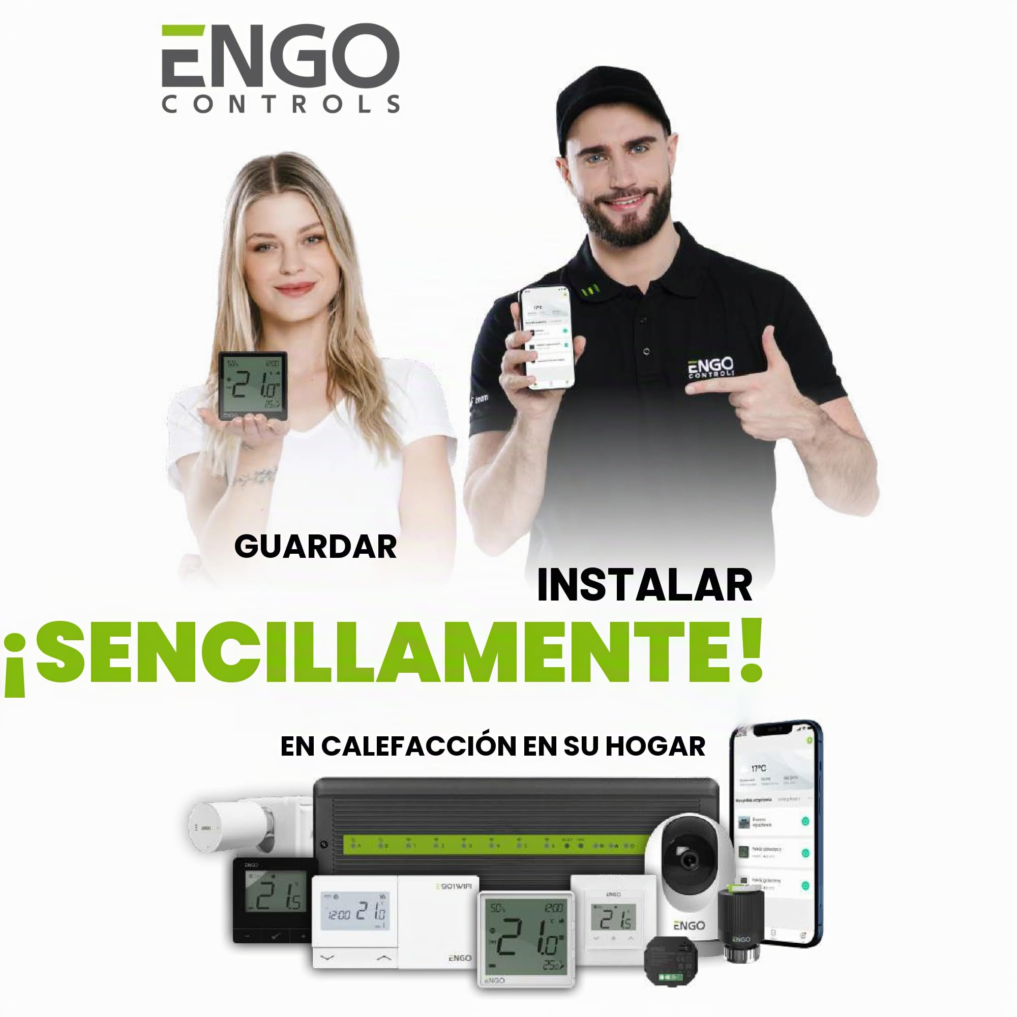 ENGO E901RF - Termostato programable inalámbrico de 7 días para calefacción central, bomba de calor para caldera de gas/aceite