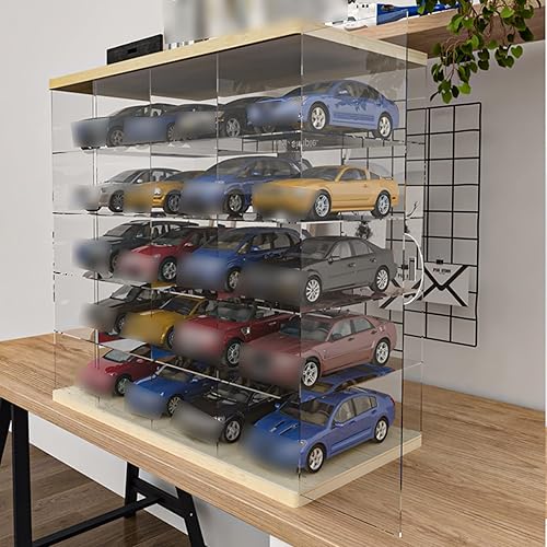 Miniatura 4 de Vitrina de acrílico, caja de exhibición transparente de madera a prueba de polvo 132 con puertas corredizas, organizador de cubo de encimera para