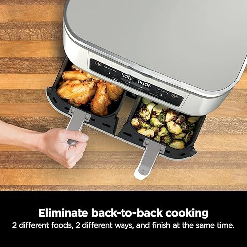 Miniatura 3 de Nin-ja Foodi - Freidora de aire de doble cesta de 8 cuartos de galón, cocina dos alimentos a la vez con la tecnología DualZone, versatilidad 4 en 1