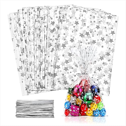 LEOSINDA 100 bolsas de celofán planas transparentes de 5 x 11 pulgadas, bolsas de celofán, bolsas de celofán, bolsas para galletas, bolsas de