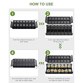 Sukuos Weekly Pill Organizer 7 Day 2 Times a Day, Quick Fill Daily Pill Box (AM PM), Extra Large Pill Cases for Vitamin/Fish Oil/Supplements, Arthritis Friendly, Easy to Clean