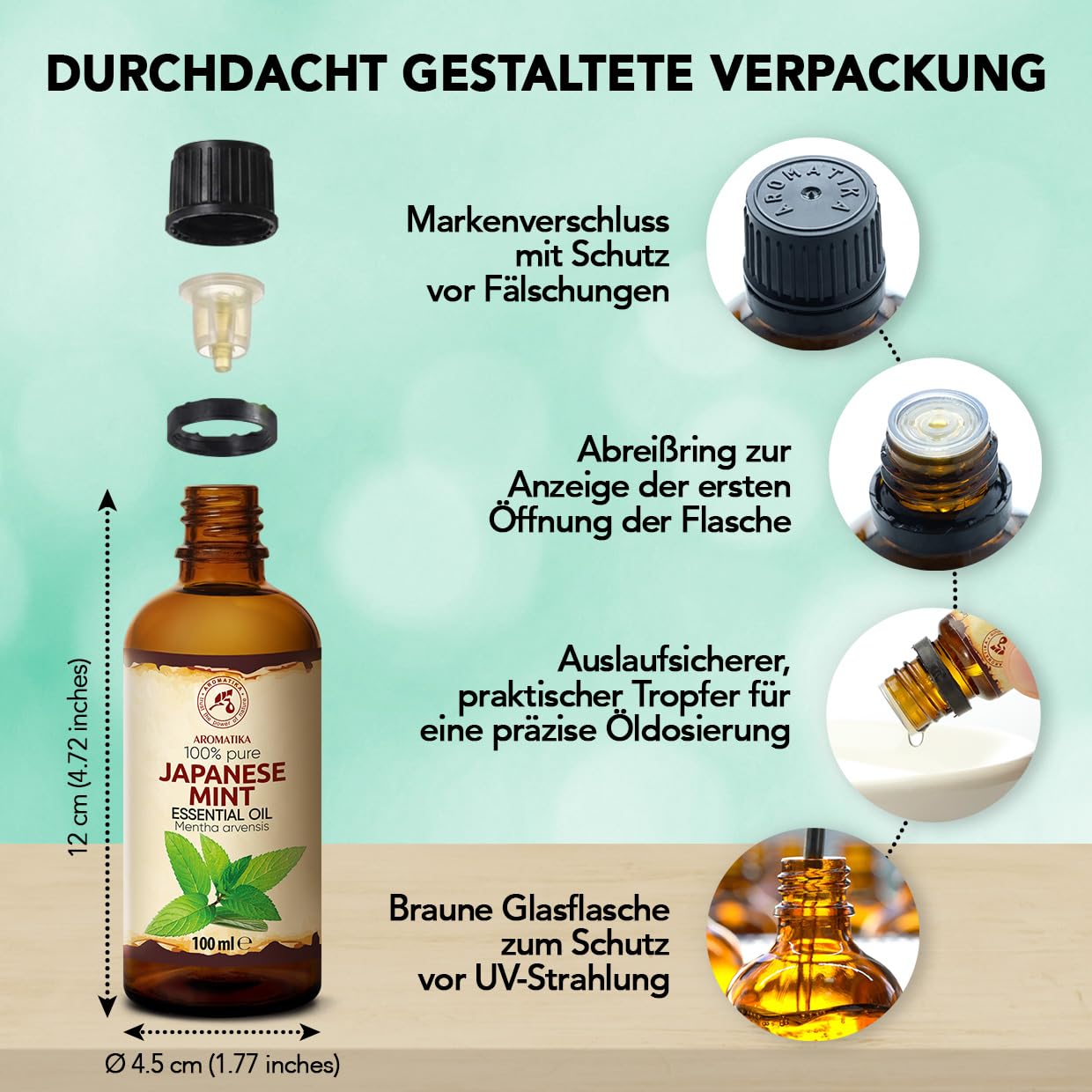 Ätherisches Öl Der Japanischen Minze 2x100 ml - Mentha Arvensis - Reines Ätherisches Minze Öl - für Diffusers und Duftlampen - Frischer Aroma - Minzduft - Aromakerze - Lufterfrischer - Aromatherapie